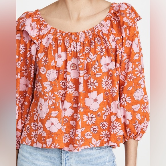 Free People NWT Miss Daisy Floral Printed Smock Blouse sz S - Picture 4 of 8